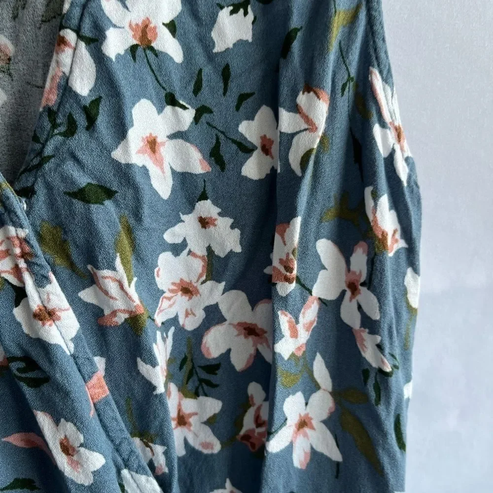 Mustard Seed Blue Floral Tunic Top